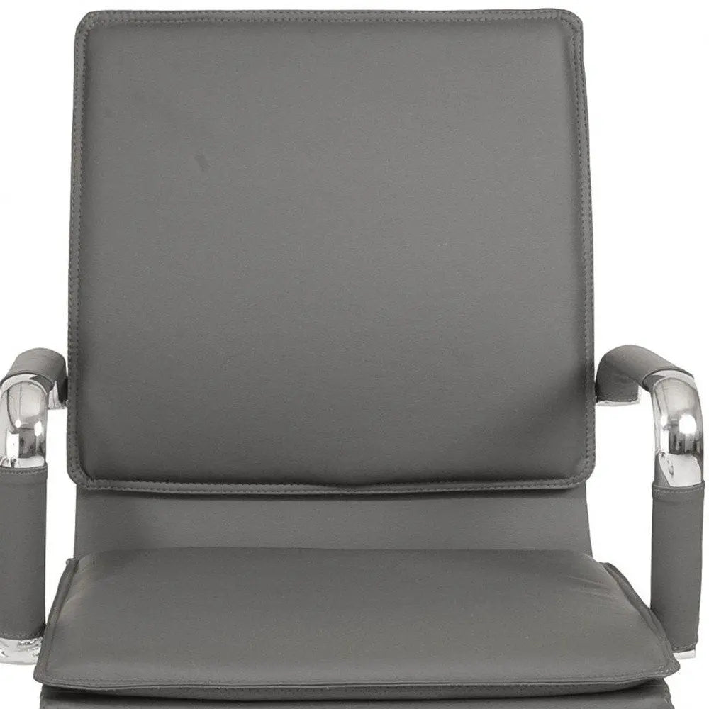 Silver and Gray Adjustable Swivel Faux Leather Rolling Conference Office Chair - NOBLE HOME INTERIORS