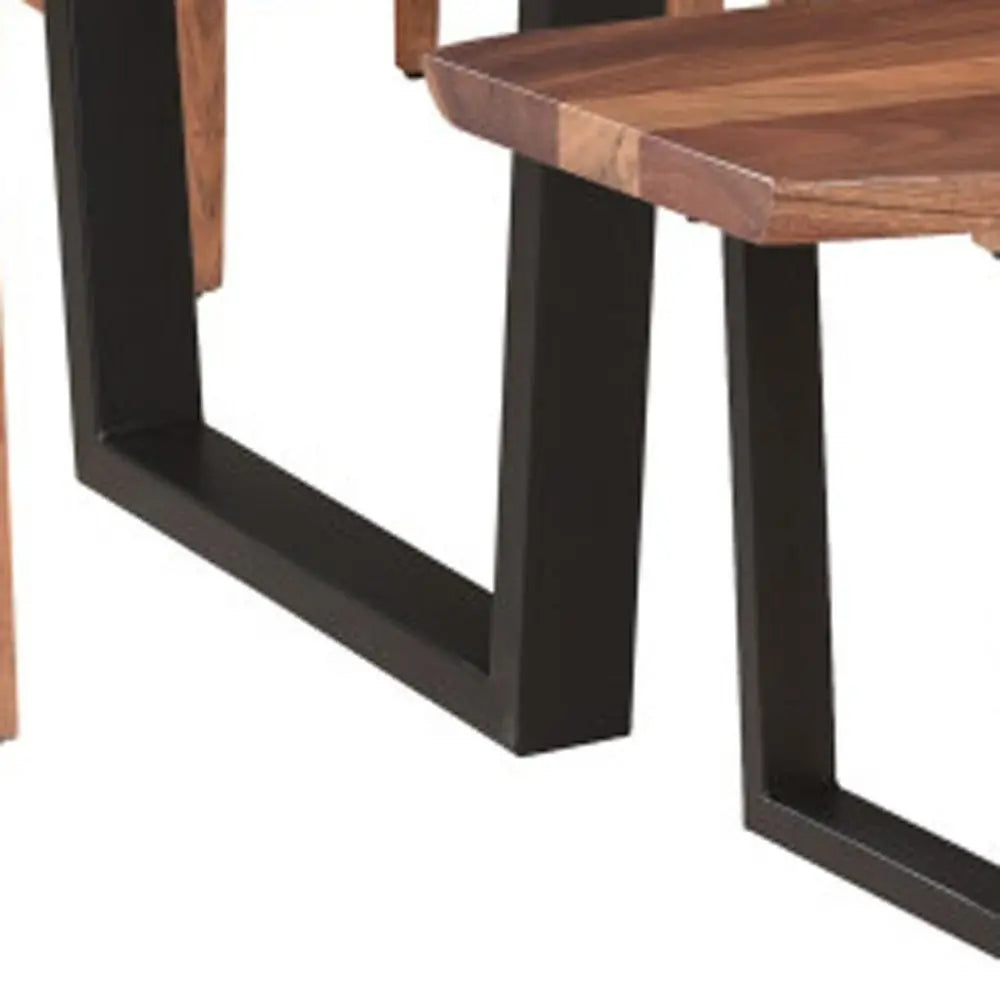 Six Piece Brown and Black Solid Wood Dining Set with Four Chairs - NOVA HOME FURNITURE