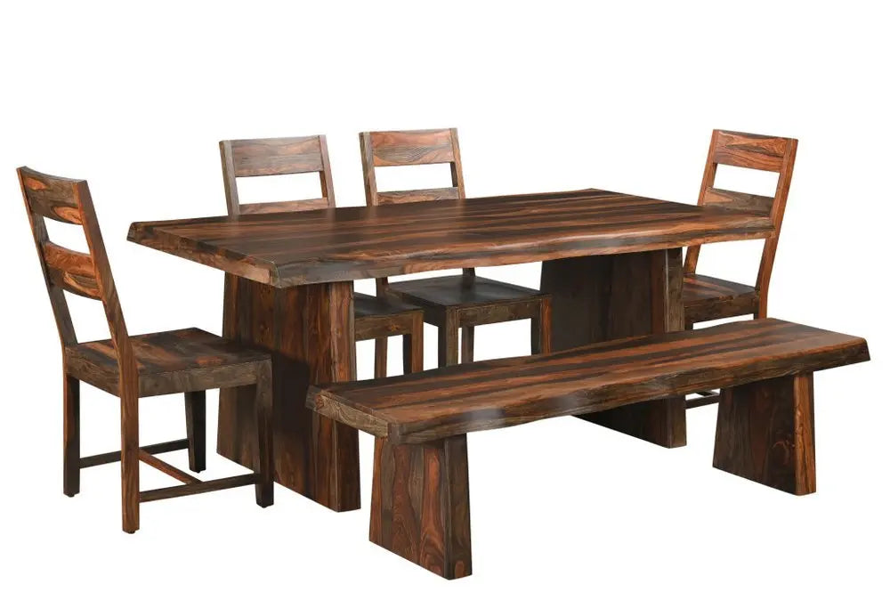 Six Piece Brown Solid Wood Dining Set with Four Chairs - NOVA HOME FURNITURE