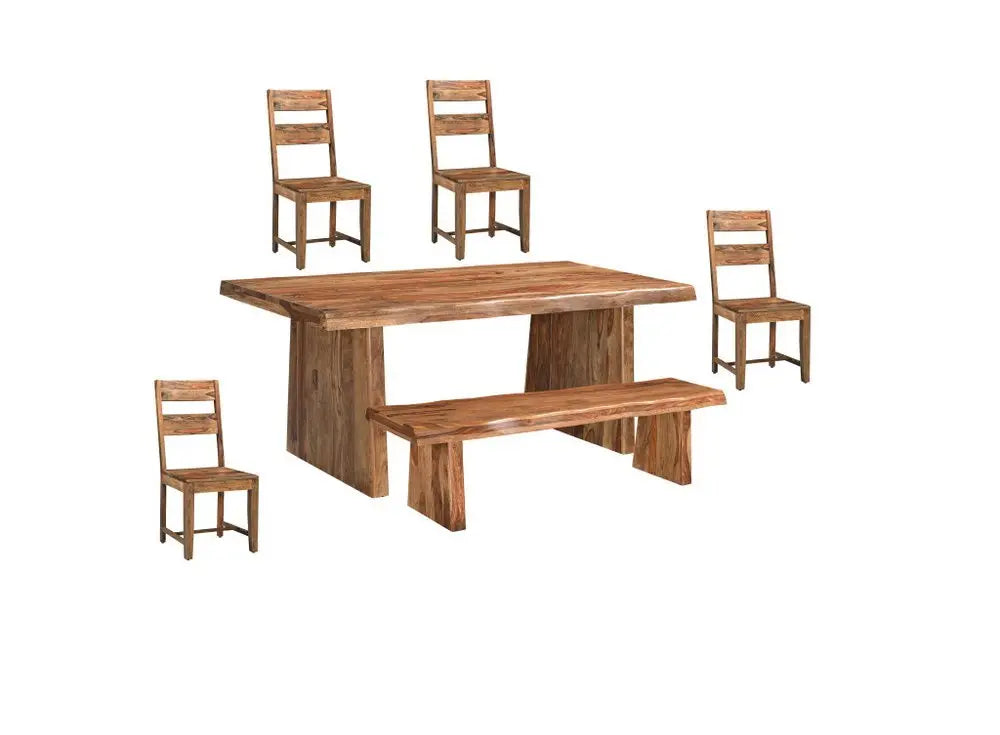 Six Piece Brown Solid Wood Dining Set with Four Chairs - NOVA HOME FURNITURE