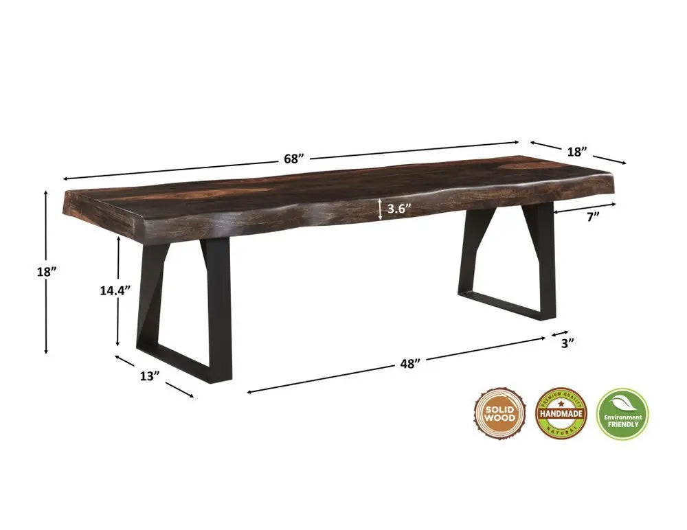 Six Piece Dark Brown and Black Solid Wood Dining Set with Four Chairs - NOVA HOME FURNITURE