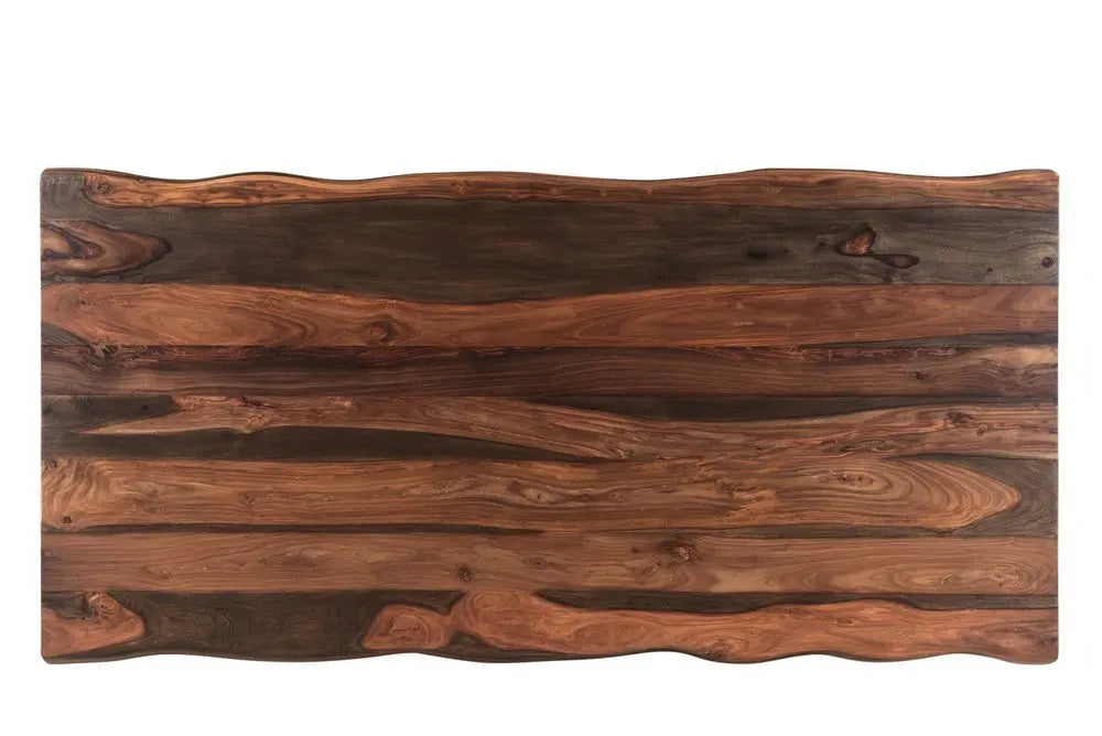 Six Piece Dark Brown and Black Solid Wood Dining Set with Four Chairs - NOVA HOME FURNITURE