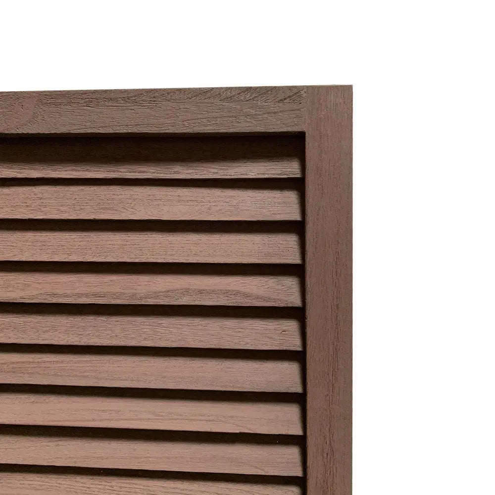 Stylish Three Panel Washed Brown Shutter Divider Screen - NOBLE HOME INTERIORS