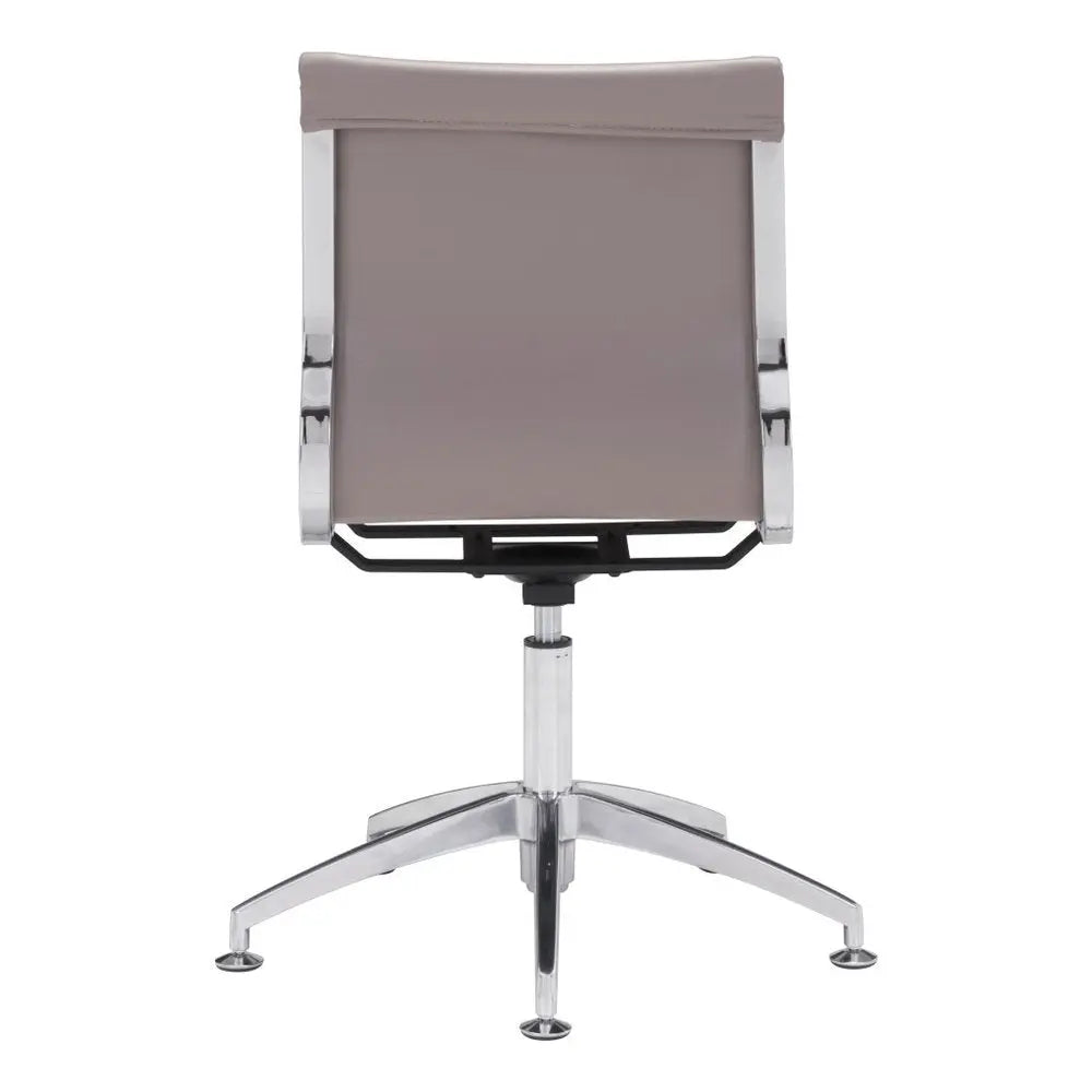 Taupe and Silver Swivel Faux Leather Conference Office Chair - NOBLE HOME INTERIORS