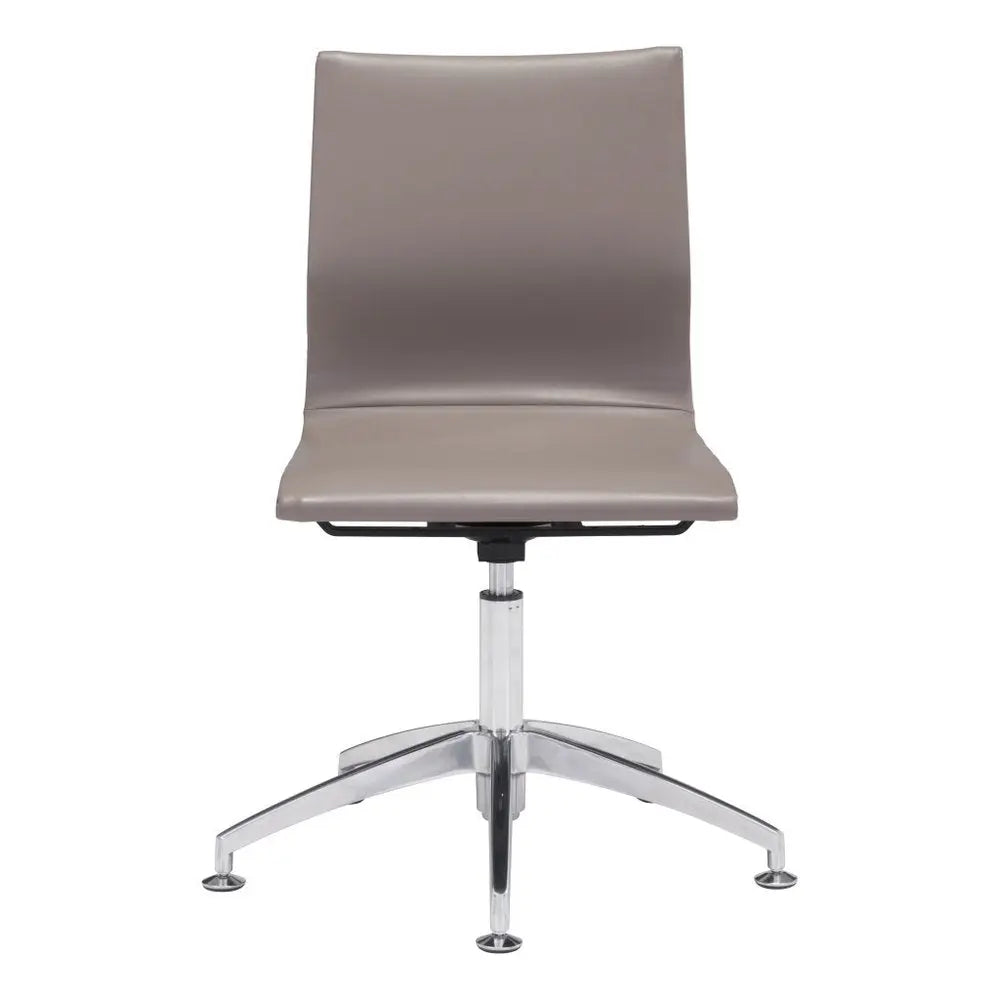 Taupe and Silver Swivel Faux Leather Conference Office Chair - NOBLE HOME INTERIORS