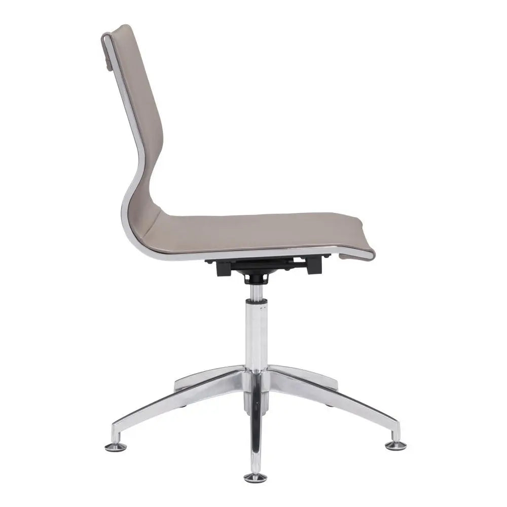 Taupe and Silver Swivel Faux Leather Conference Office Chair - NOBLE HOME INTERIORS