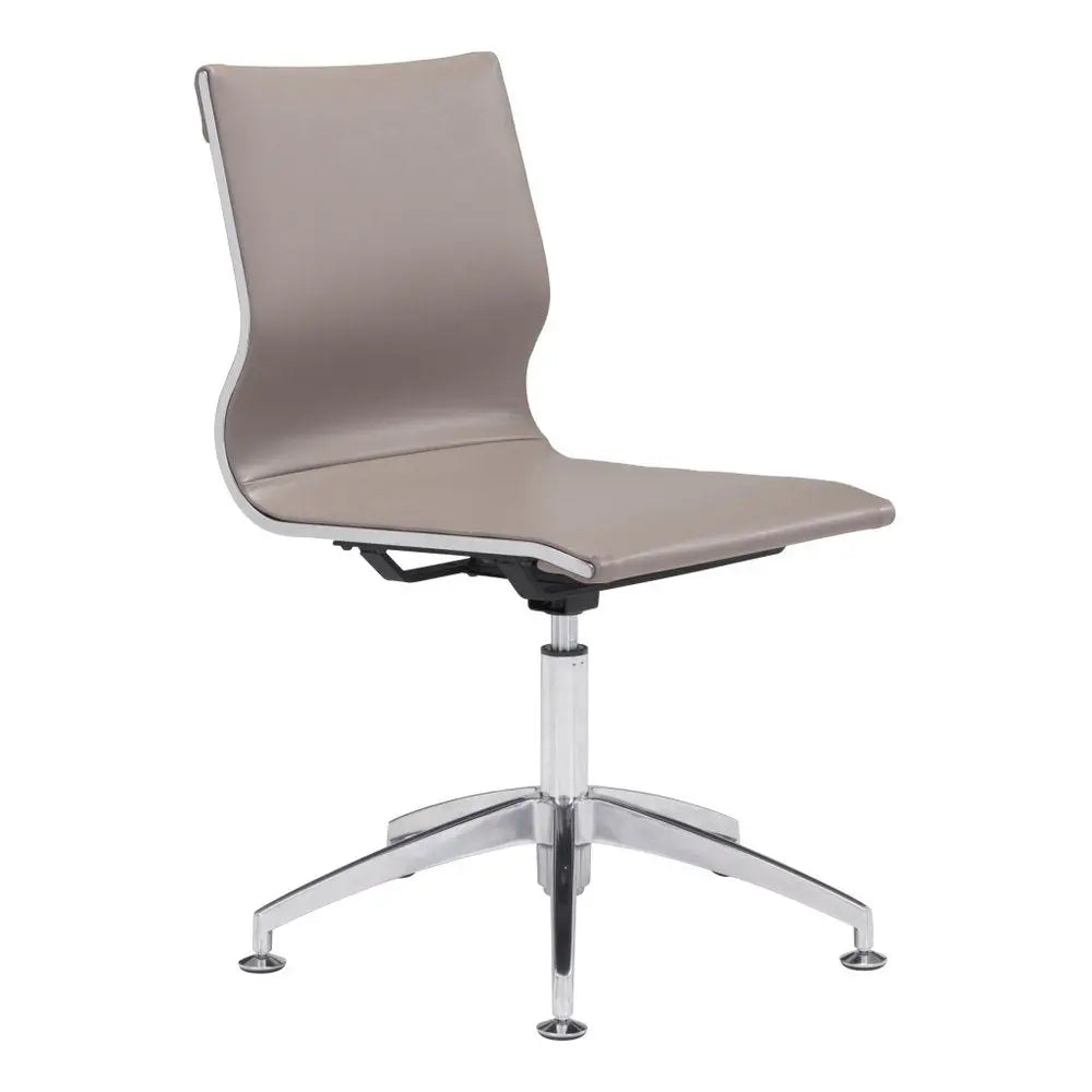 Taupe and Silver Swivel Faux Leather Conference Office Chair - NOBLE HOME INTERIORS