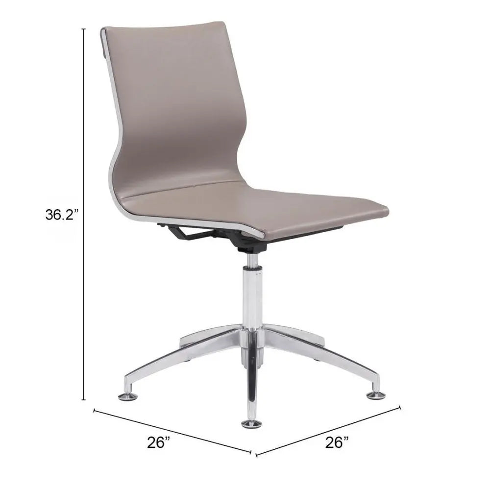 Taupe and Silver Swivel Faux Leather Conference Office Chair - NOBLE HOME INTERIORS