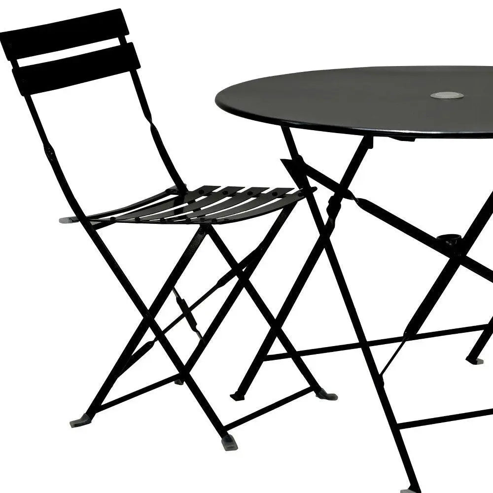 Three Piece Black Round Metal Dining Set with Two Chairs - NOBLE HOME INTERIORS