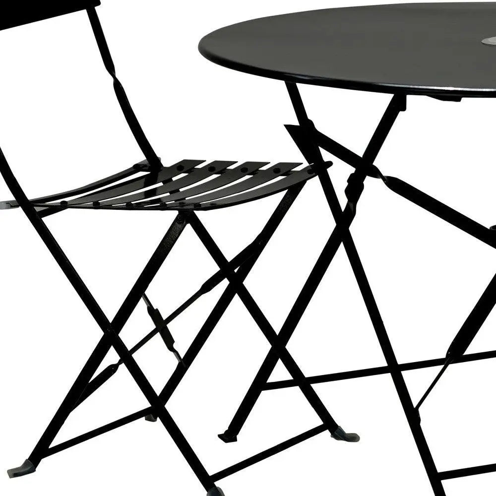 Three Piece Black Round Metal Dining Set with Two Chairs - NOBLE HOME INTERIORS