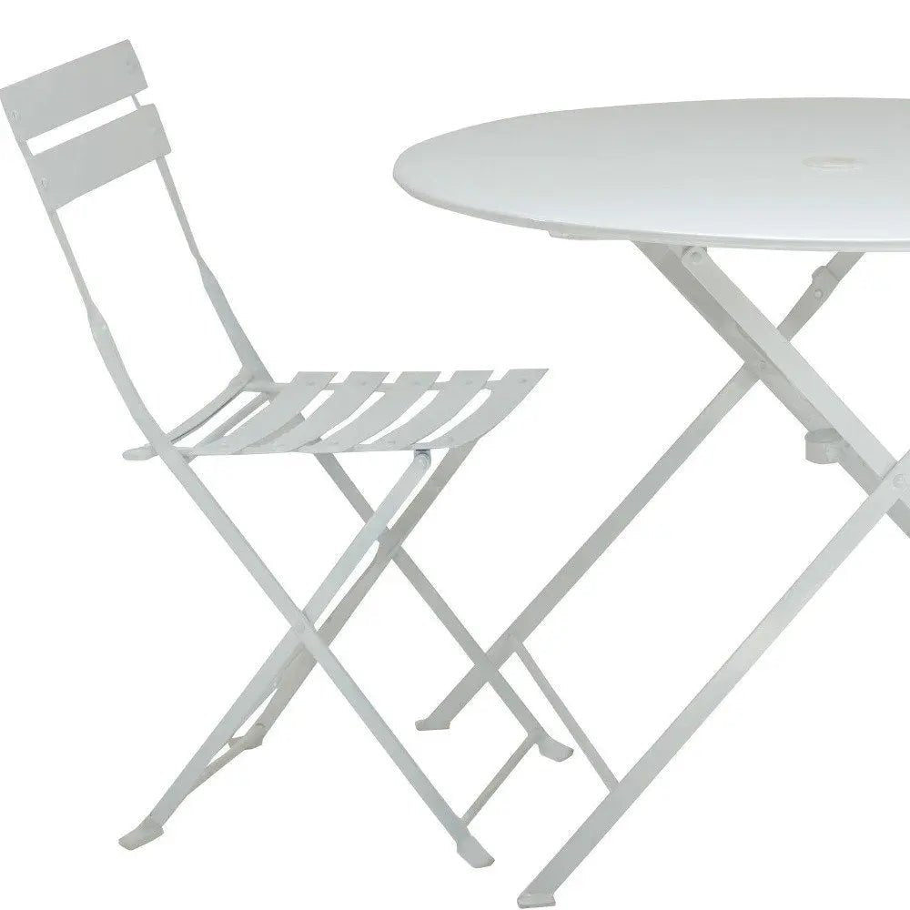 Three Piece White Round Metal Dining Set with Two Chairs - NOBLE HOME INTERIORS