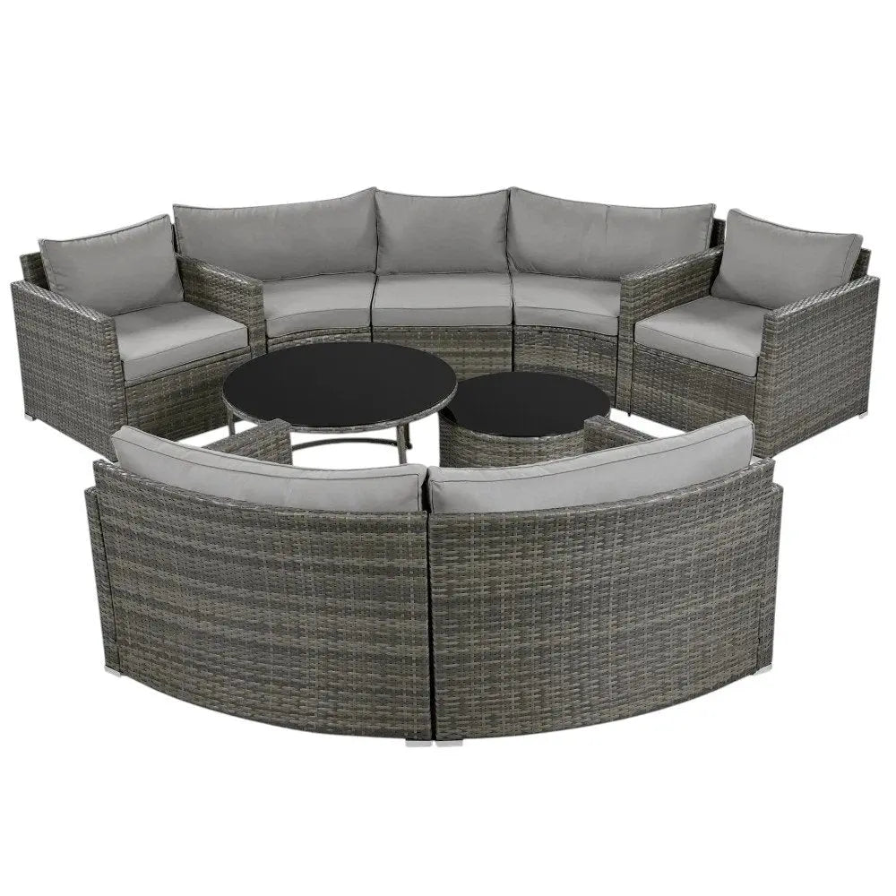 Two Piece Outdoor Gray Wicker Sectional Seating Group with Gray Cushions - NOBLE HOME INTERIORS