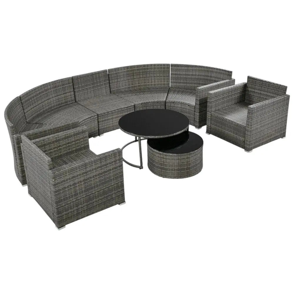 Two Piece Outdoor Gray Wicker Sectional Seating Group with Gray Cushions - NOBLE HOME INTERIORS