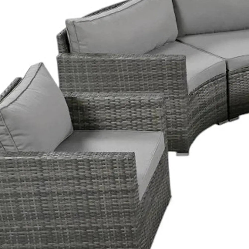Two Piece Outdoor Gray Wicker Sectional Seating Group with Gray Cushions - NOBLE HOME INTERIORS