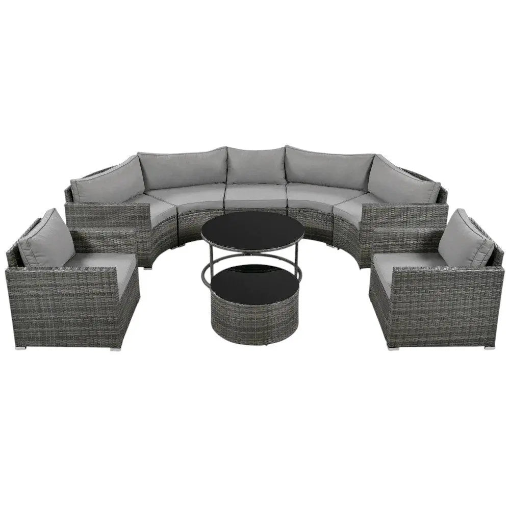 Two Piece Outdoor Gray Wicker Sectional Seating Group with Gray Cushions - NOBLE HOME INTERIORS