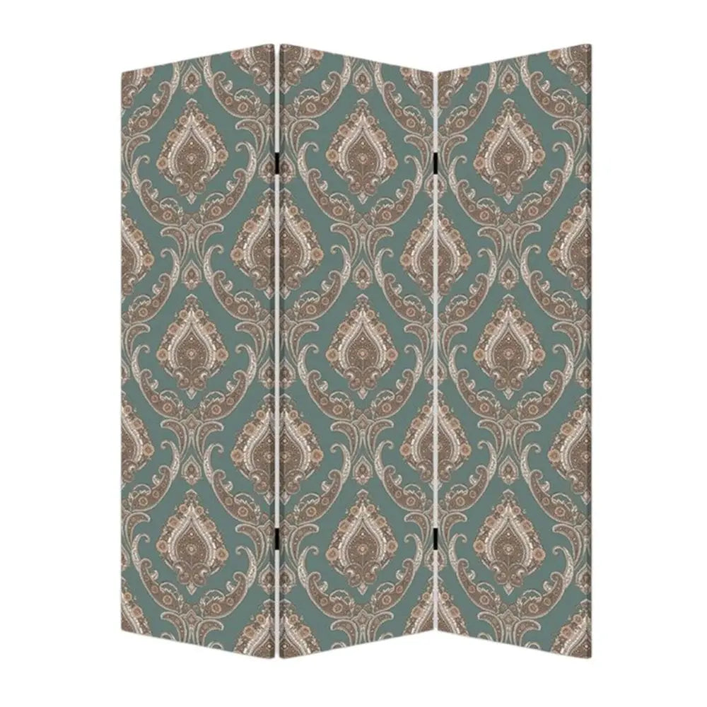 Vintage Green Baroque Three Panel Room Divider Screen - NOBLE HOME INTERIORS