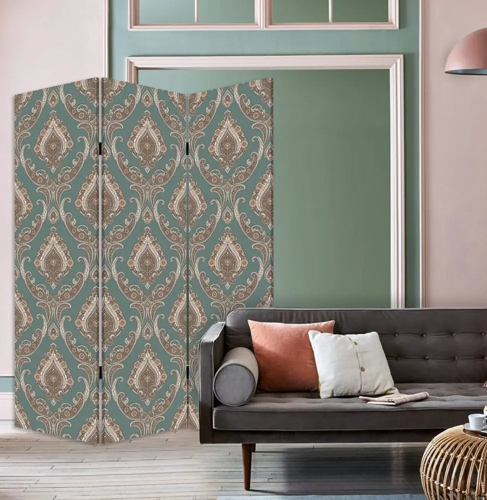 Vintage Green Baroque Three Panel Room Divider Screen - NOBLE HOME INTERIORS