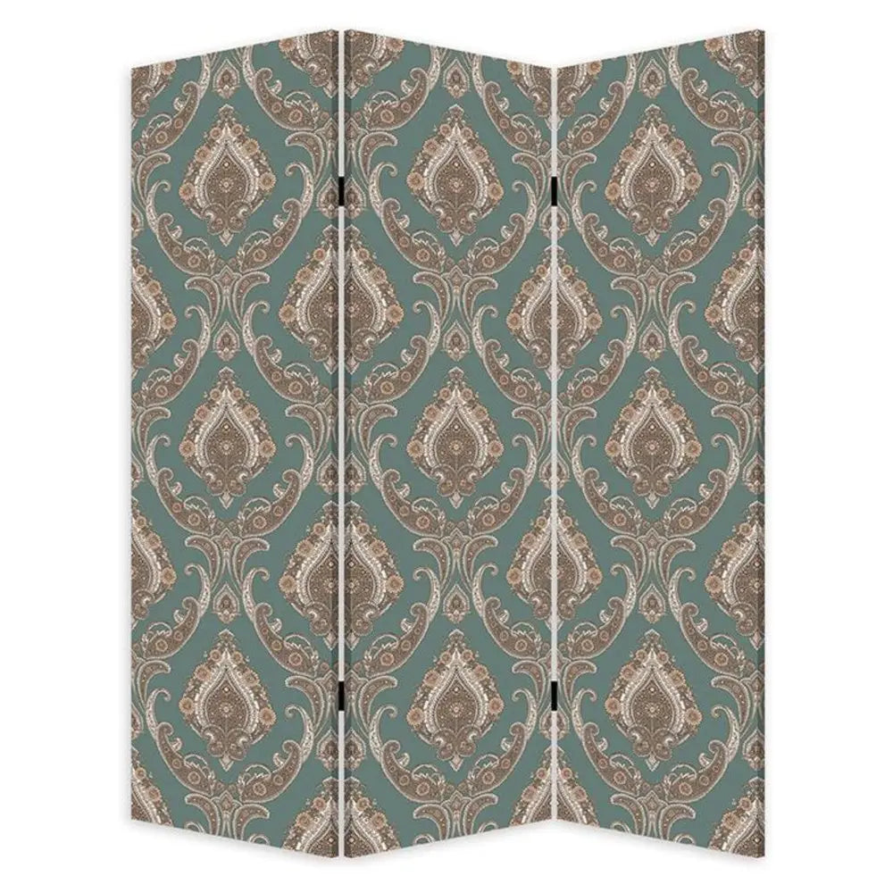 Vintage Green Baroque Three Panel Room Divider Screen - NOBLE HOME INTERIORS