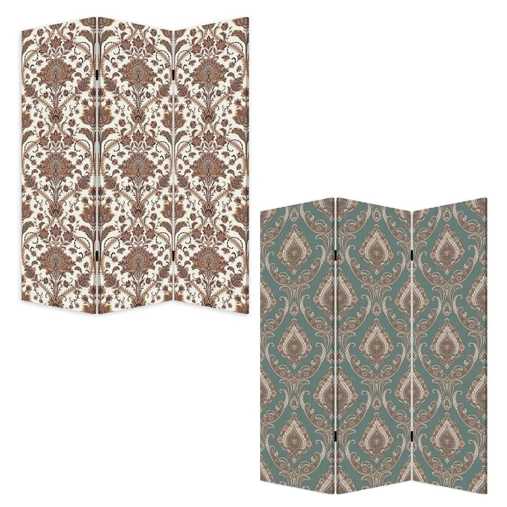 Vintage Green Baroque Three Panel Room Divider Screen - NOBLE HOME INTERIORS