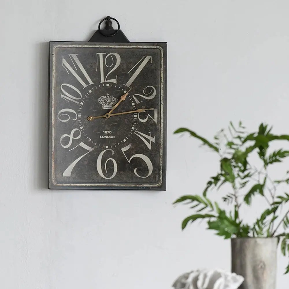 Vintage Style Black and White Iron Wall Clock - NOBLE HOME INTERIORS