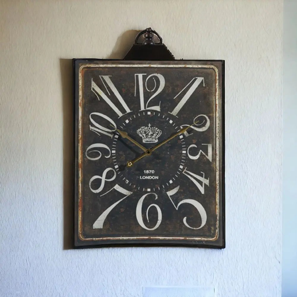 Vintage Style Black and White Iron Wall Clock - NOBLE HOME INTERIORS