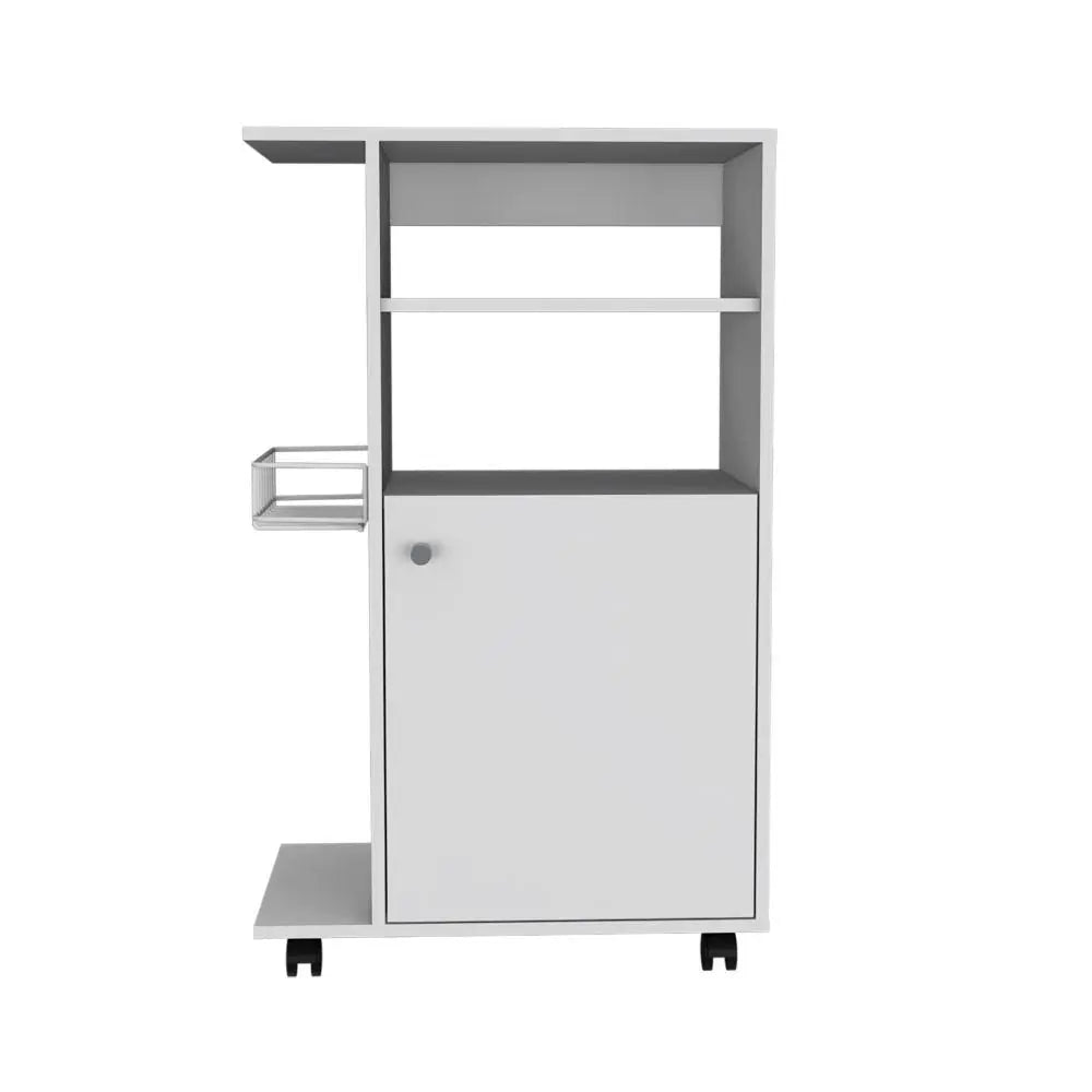 White 24" Rolling Kitchen Cart With Storage - NOVA HOME FURNITURE
