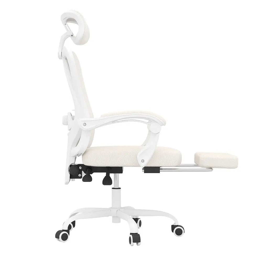 White and Black Adjustable Height Swivel Rolling Office Chair - NOBLE HOME INTERIORS