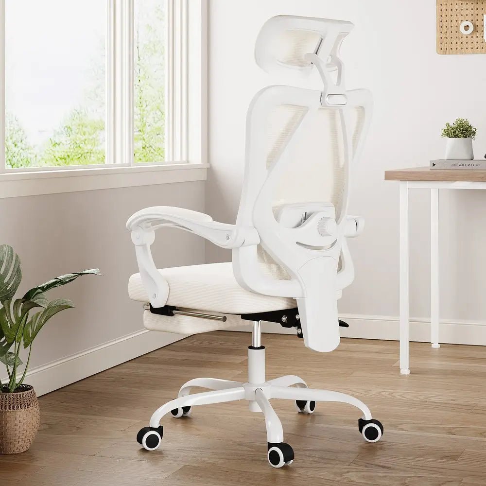 White and Black Adjustable Height Swivel Rolling Office Chair - NOBLE HOME INTERIORS