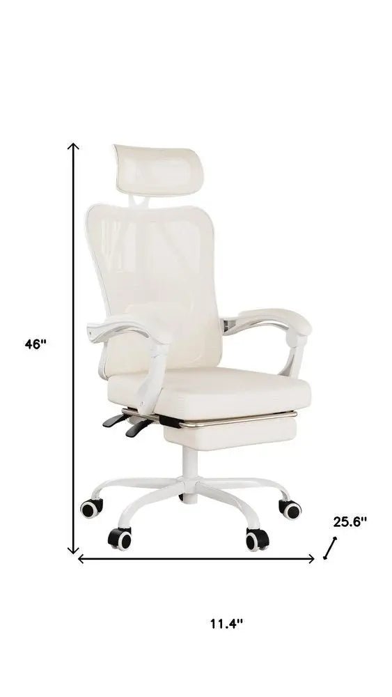 White and Black Adjustable Height Swivel Rolling Office Chair - NOBLE HOME INTERIORS