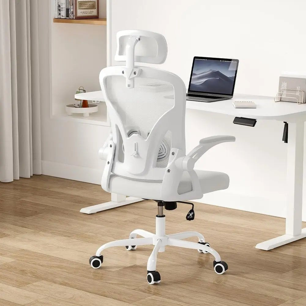 White and Black Adjustable Height Swivel Rolling Office Chair - NOBLE HOME INTERIORS