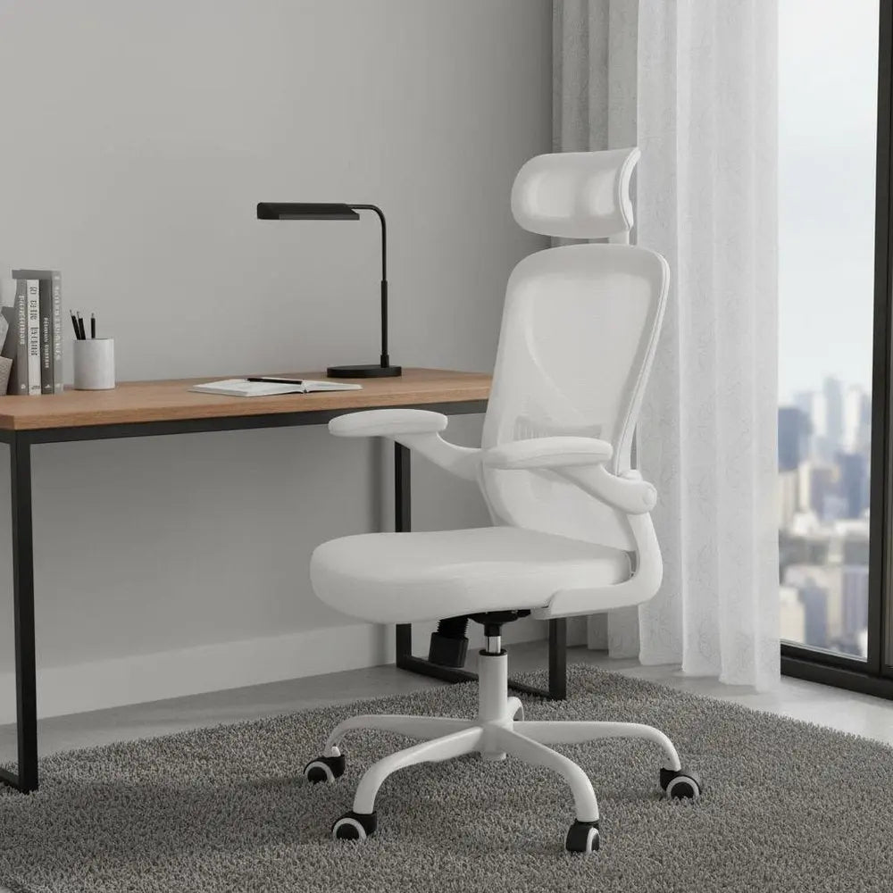 White and Black Adjustable Height Swivel Rolling Office Chair - NOBLE HOME INTERIORS