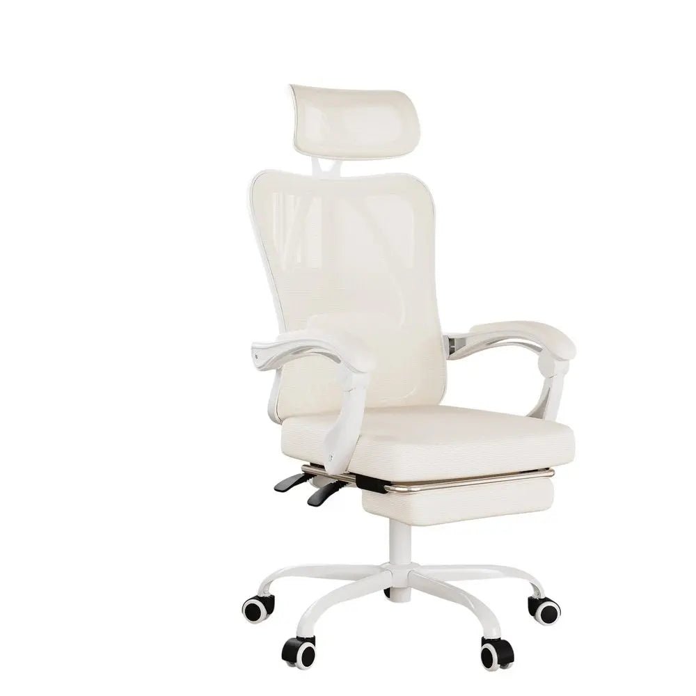White and Black Adjustable Height Swivel Rolling Office Chair - NOBLE HOME INTERIORS