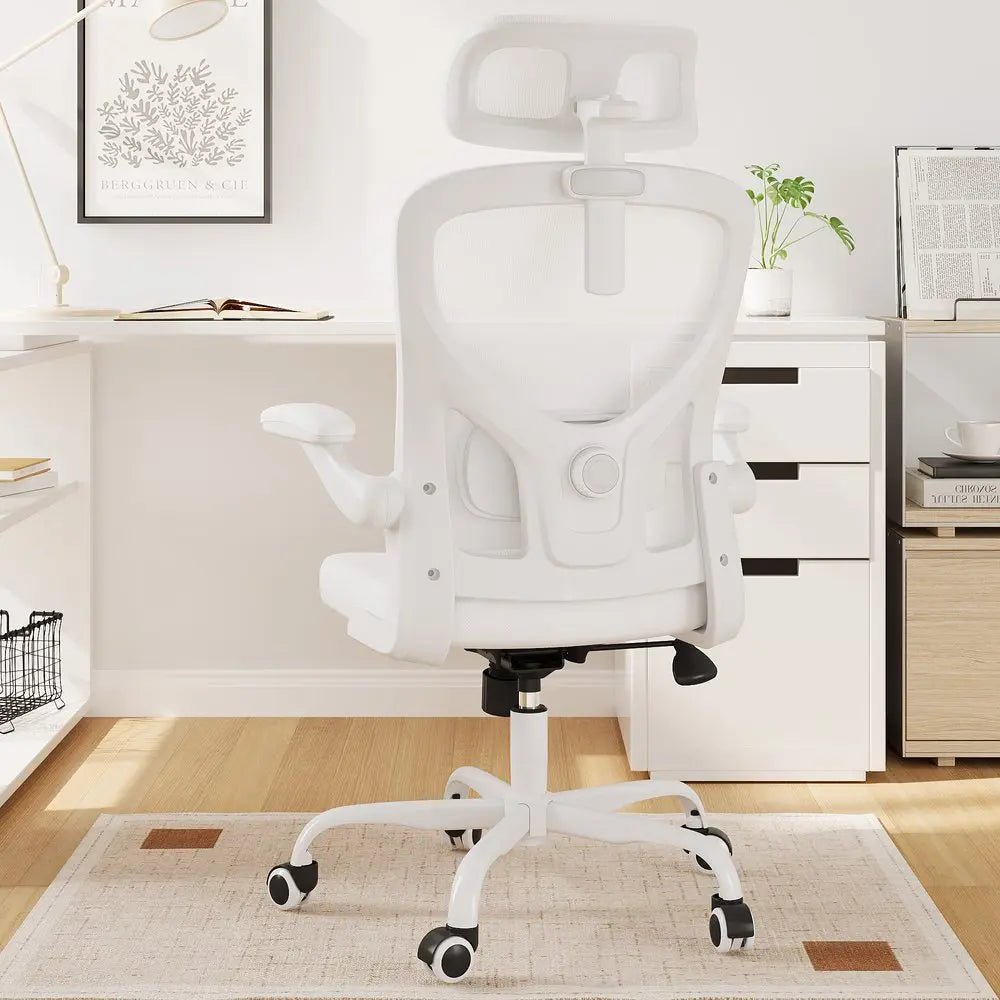 White and Black Adjustable Height Swivel Rolling Office Chair - NOBLE HOME INTERIORS