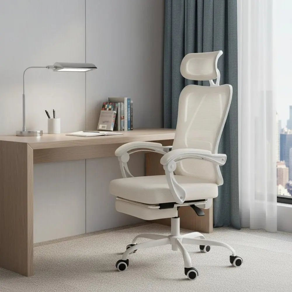 White and Black Adjustable Height Swivel Rolling Office Chair - NOBLE HOME INTERIORS