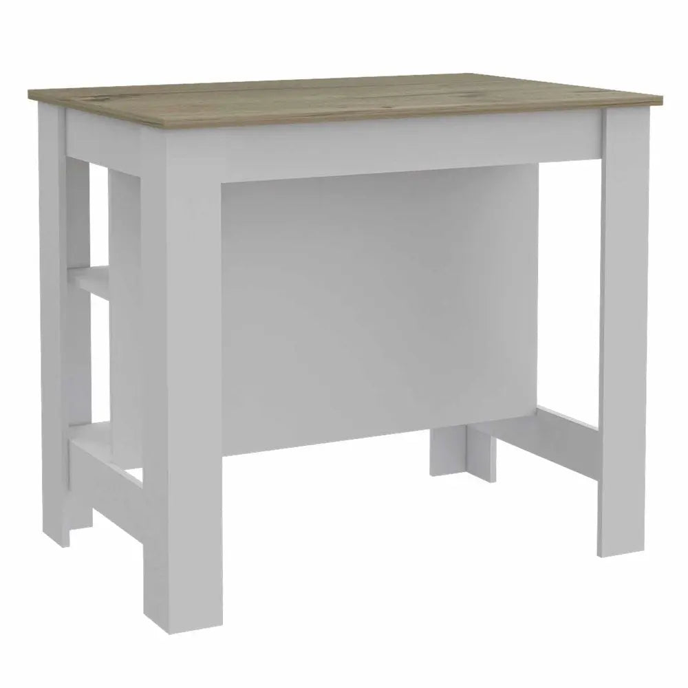 White and Brown 41" Kitchen Island With Storage - NOBLE HOME INTERIORS