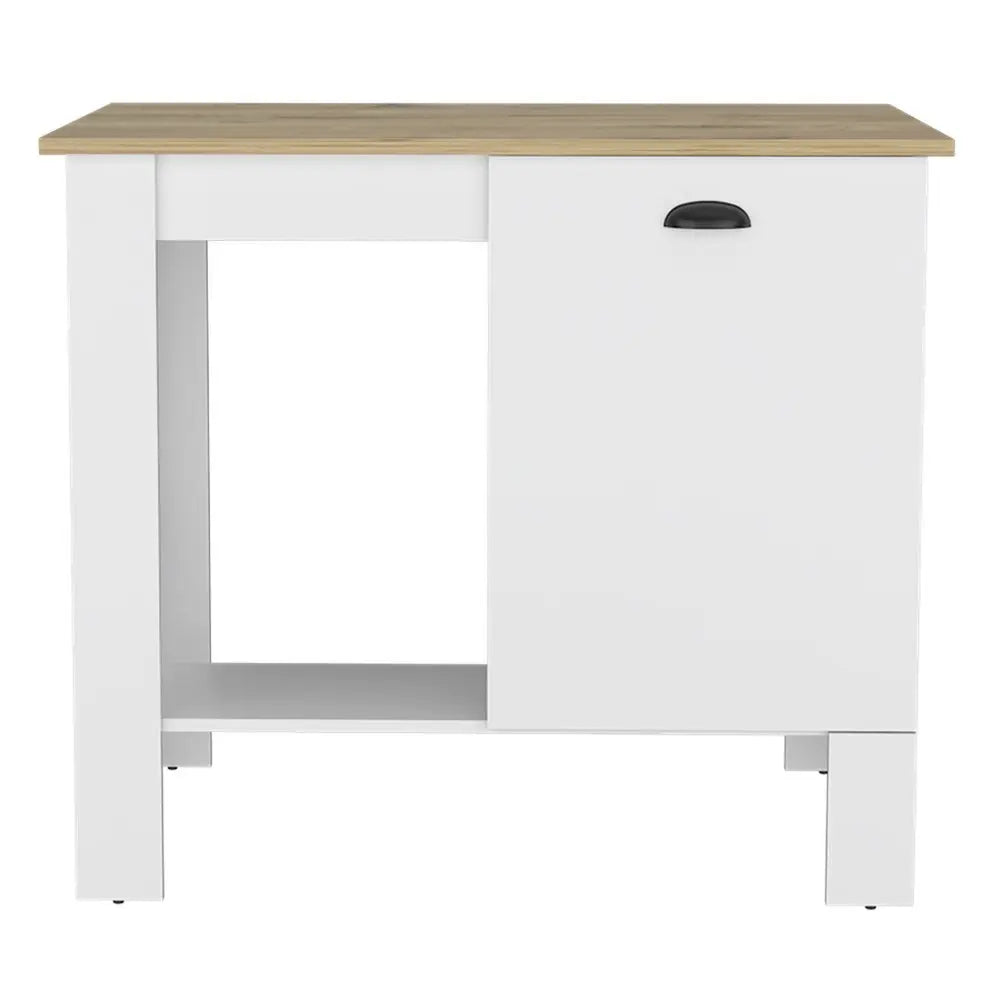 White and Natural 35" Kitchen Island With Storage - NOVA HOME FURNITURE