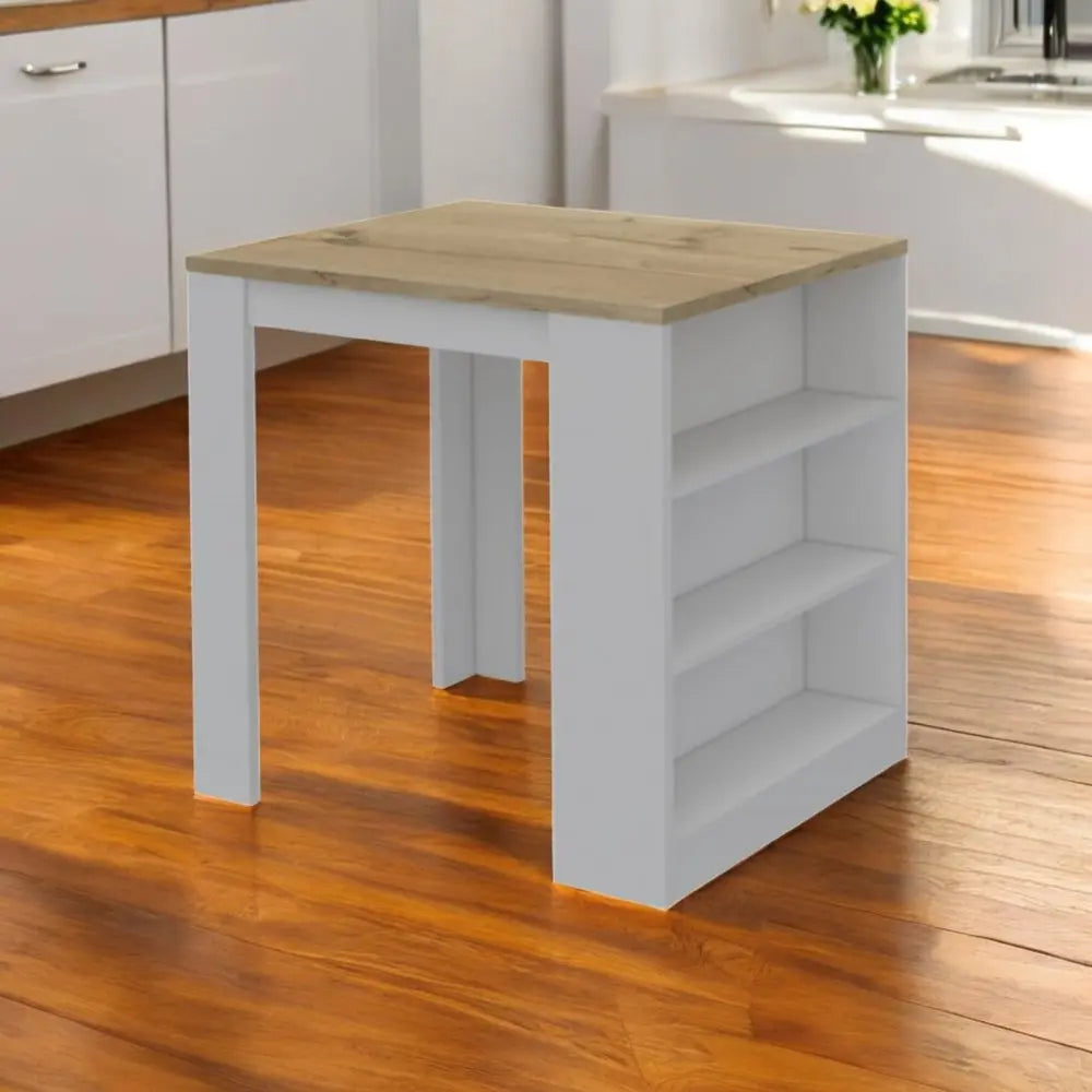 White and Natural 36" Kitchen Island With Storage - NOVA HOME FURNITURE