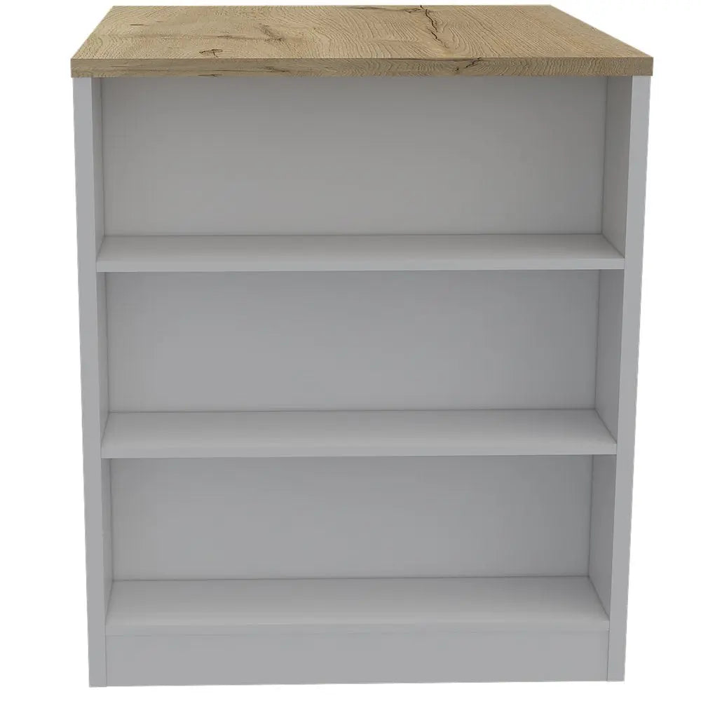 White and Natural 36" Kitchen Island With Storage - NOVA HOME FURNITURE