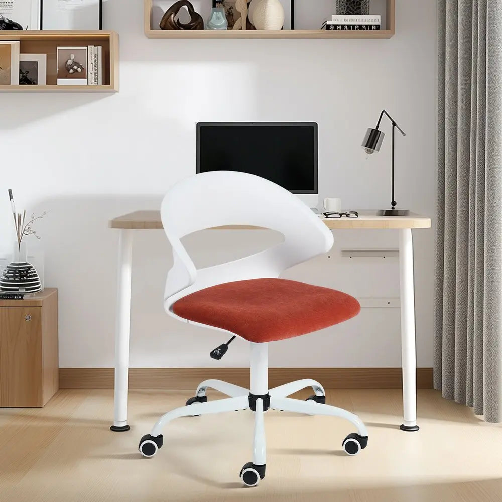 White and Red Adjustable Height Swivel Rolling Office Chair - NOBLE HOME INTERIORS