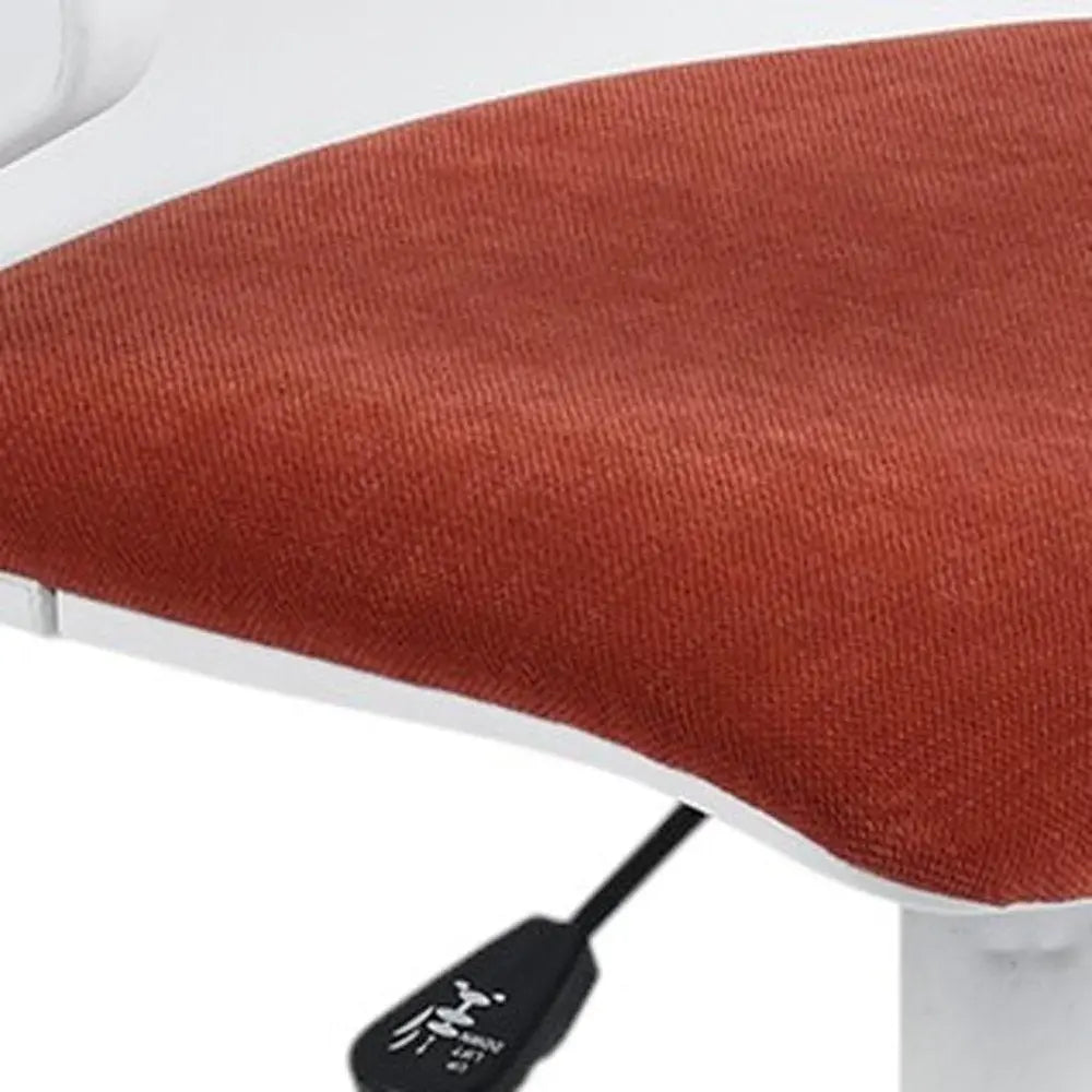 White and Red Adjustable Height Swivel Rolling Office Chair - NOBLE HOME INTERIORS
