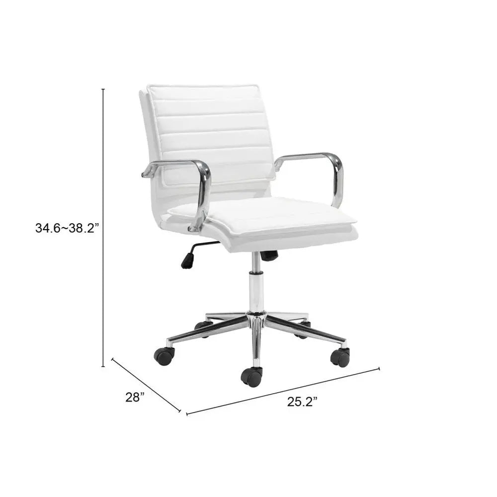 White and Silver Adjustable Height Swivel Rolling Conference Office Chair - NOBLE HOME INTERIORS