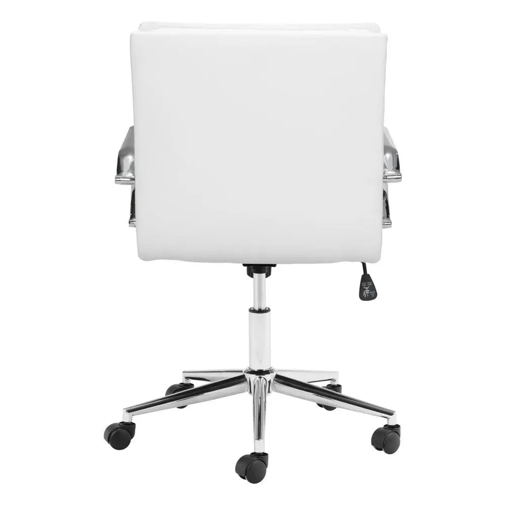 White and Silver Adjustable Height Swivel Rolling Conference Office Chair - NOBLE HOME INTERIORS