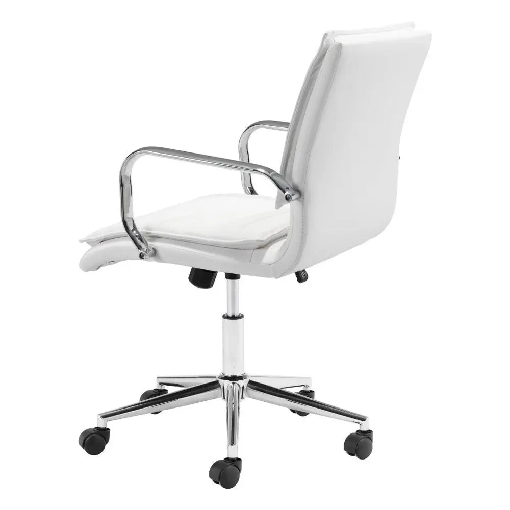 White and Silver Adjustable Height Swivel Rolling Conference Office Chair - NOBLE HOME INTERIORS