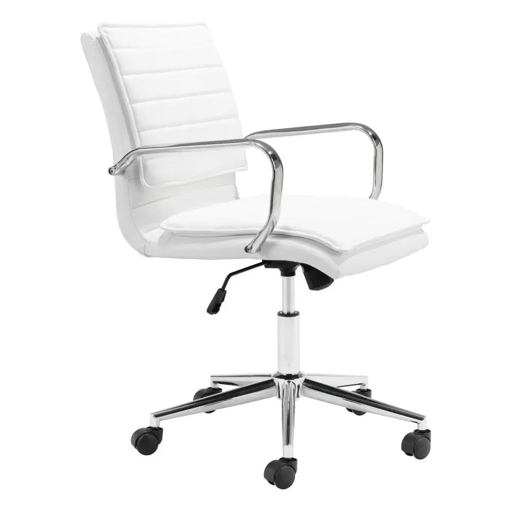 White and Silver Adjustable Height Swivel Rolling Conference Office Chair - NOBLE HOME INTERIORS