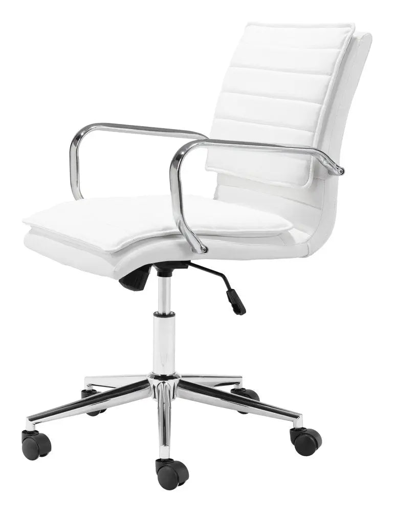 White and Silver Adjustable Height Swivel Rolling Conference Office Chair - NOBLE HOME INTERIORS