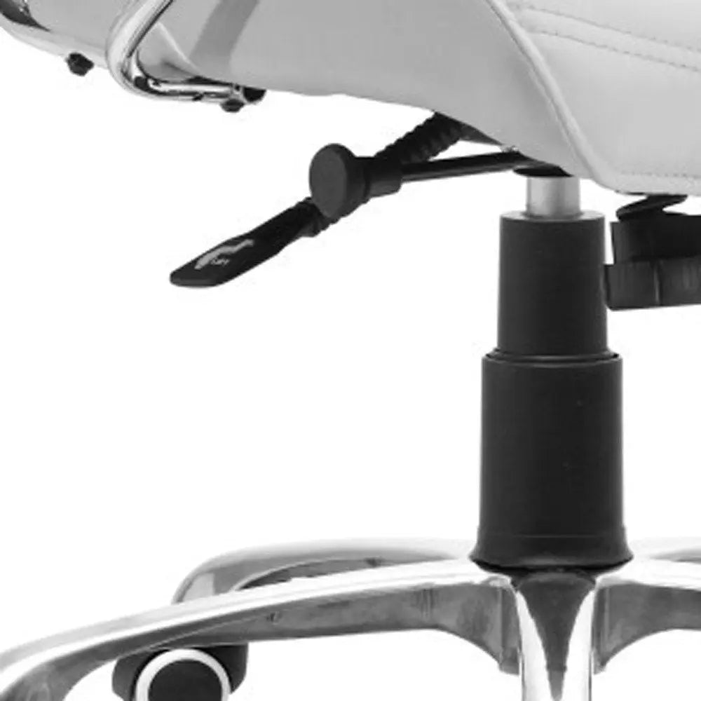 White and Silver Adjustable Height Swivel Rolling Office Chair - NOBLE HOME INTERIORS