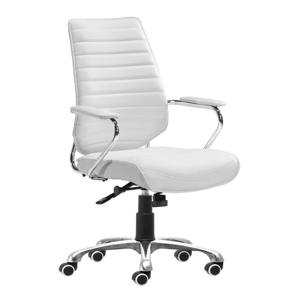White and Silver Adjustable Height Swivel Rolling Office Chair - NOBLE HOME INTERIORS