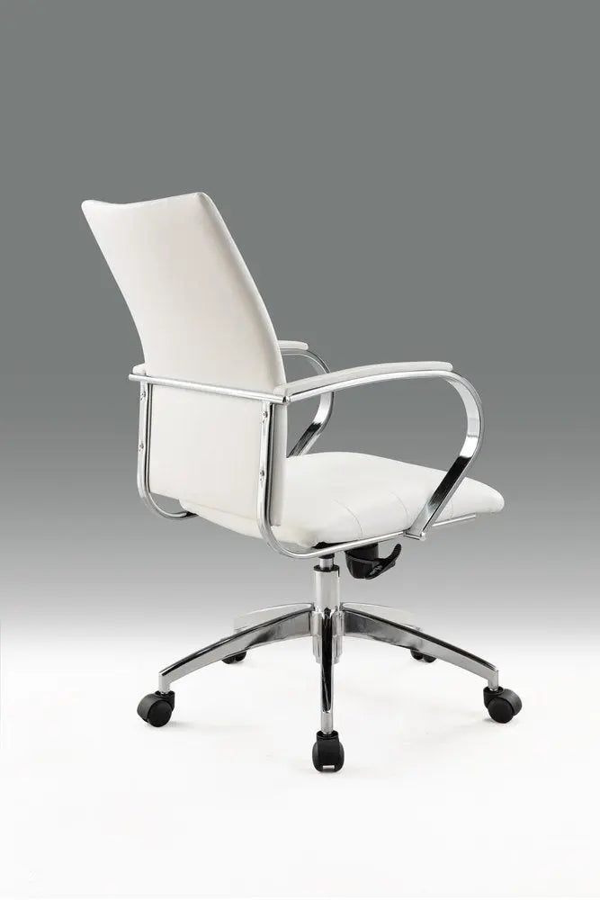 White and Silver Adjustable Height Swivel Rolling Office Chair - NOBLE HOME INTERIORS