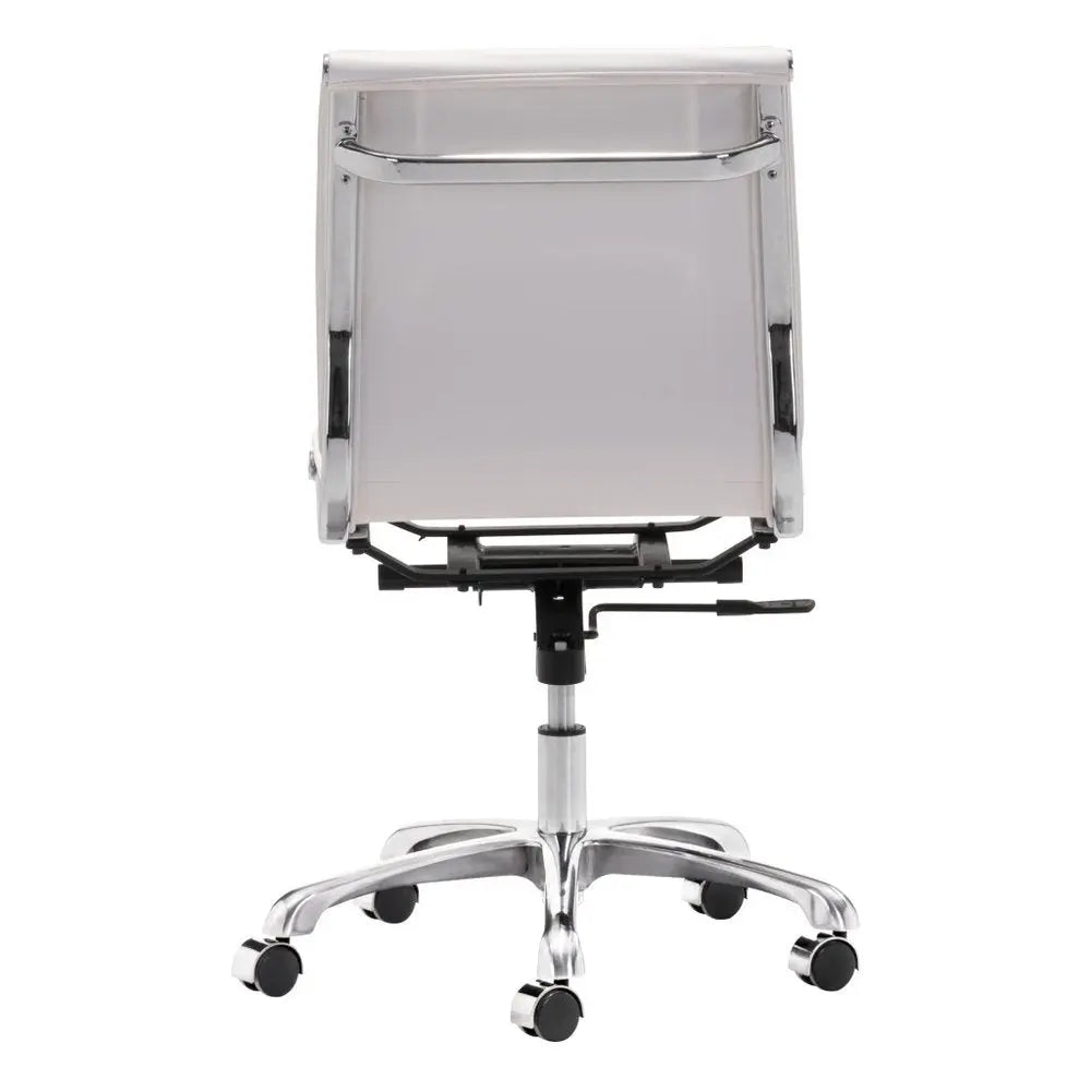 White and Silver Adjustable Swivel Faux Leather Rolling Executive Office Chair - NOBLE HOME INTERIORS