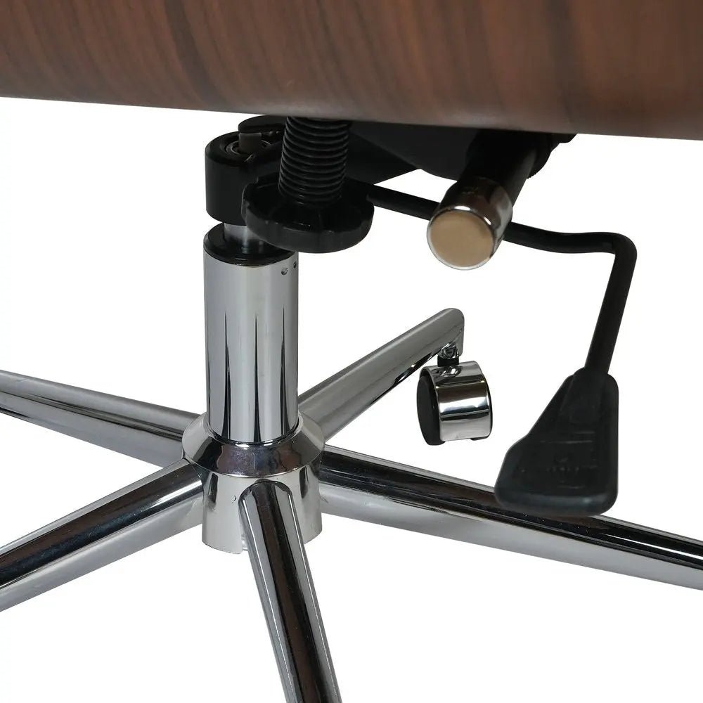 White Silver and Walnut Adjustable Height Swivel Rolling Conference Office Chair - NOBLE HOME INTERIORS